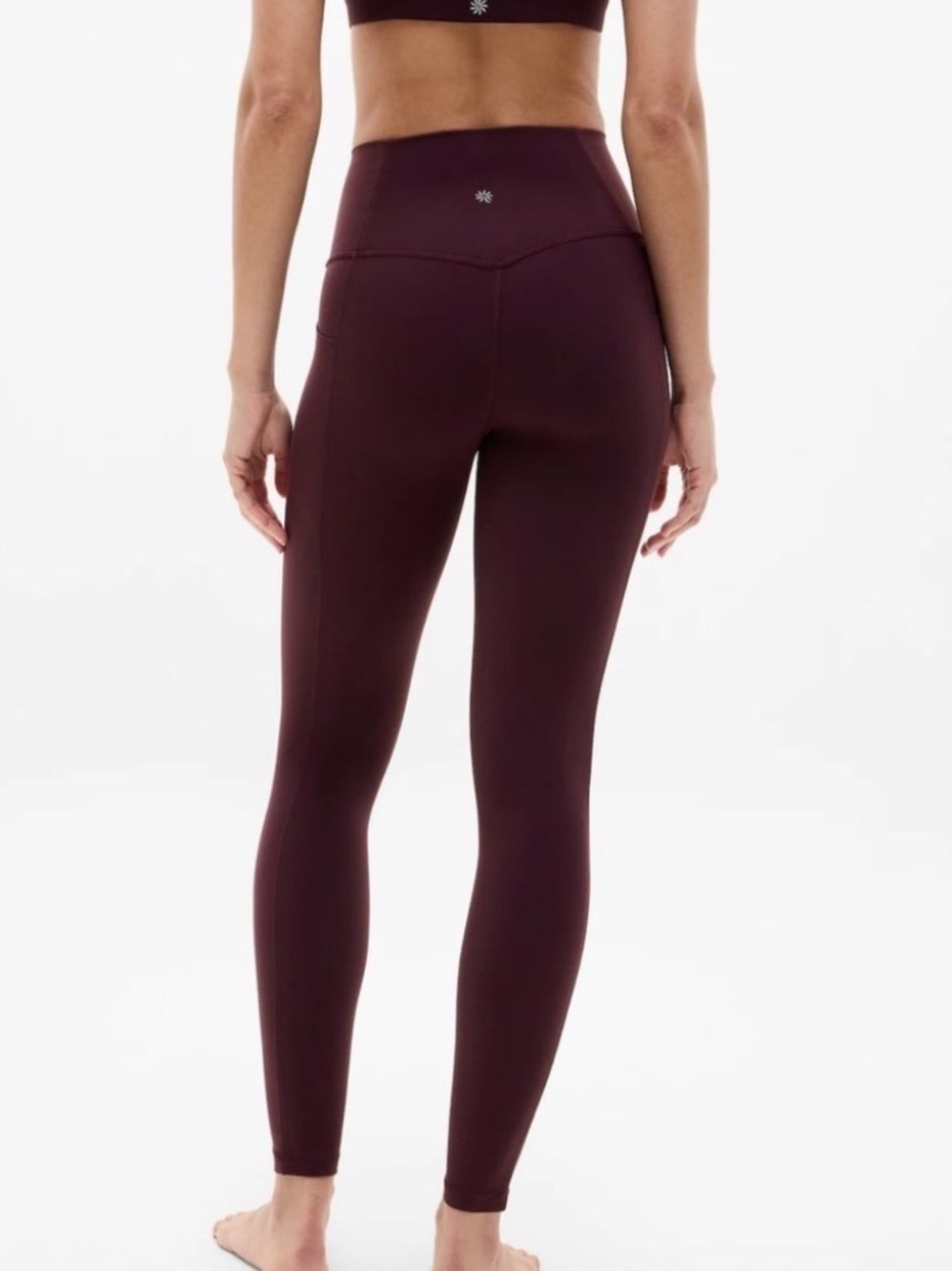 Athleta Salutation Stash Pocket Full Length High-Rise Plum Performance Leggings